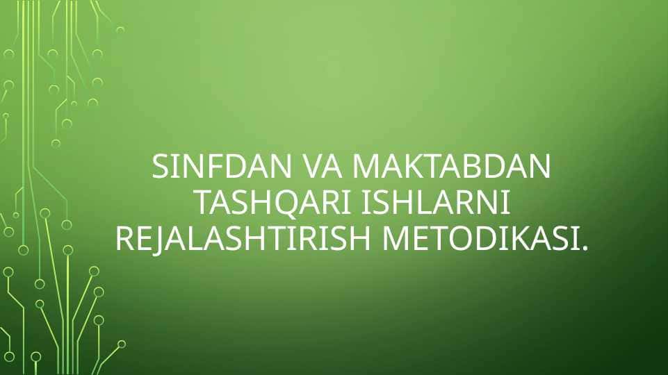 SINFDAN VA MAKTABDAN TASHQARI ISHLARNI REJALASHTIRISH METODIKASI.