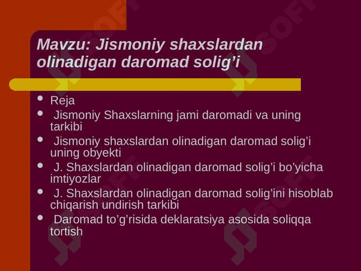 Jismoniy shaxslardan olinadigan daromad solig’i 2