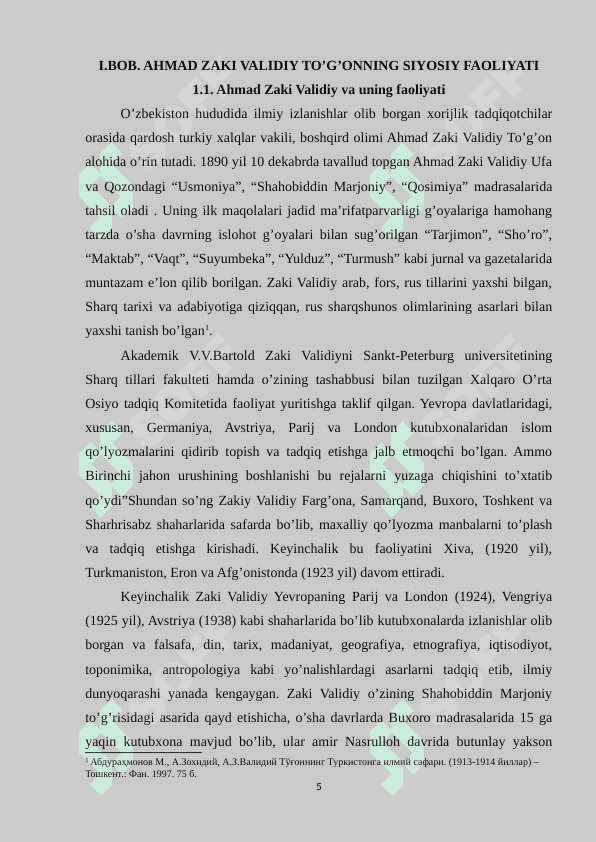Turkiston istiqloli uchun kurashgan Ahmad Zaki Validiy to’g’onning siyosiy faoliyati 5