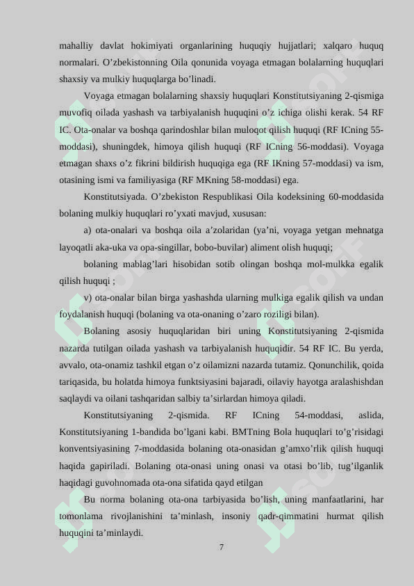 Bola huquqlarining inson huquqlari va umumjahon deklaratsiyasida aks etishi 7