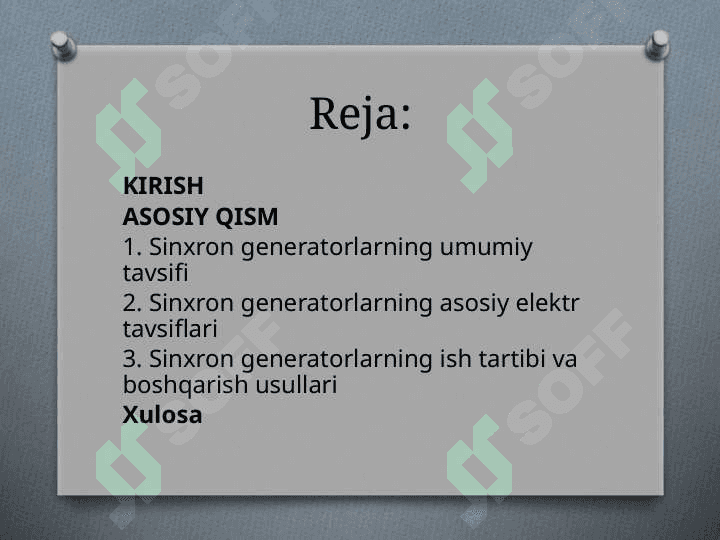 Sinxron generatorlarning tavsiflari  M 2