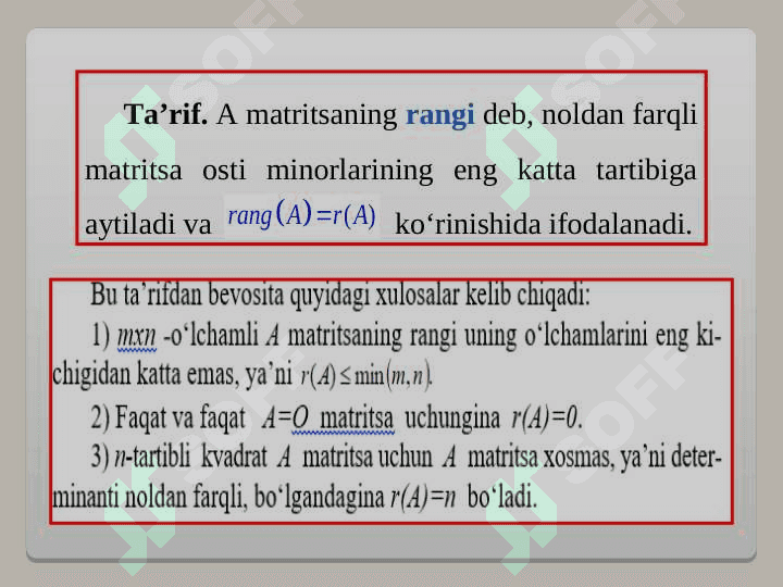 Matritsa rangi. Teskari matritsa. 3