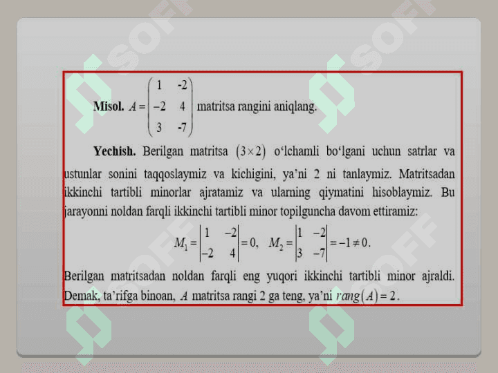 Matritsa rangi. Teskari matritsa. 4