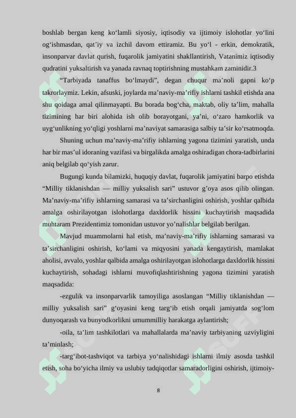 PREZIDENT SH.M.MIRZIYOYEV ASARLARINING TAʼLIMIY-TARBIYAVIY AHAMIYATI 8