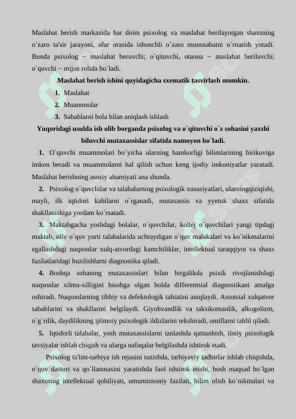 Amaliy psixolog faoliyatining asosiy ko`rinishlari 5