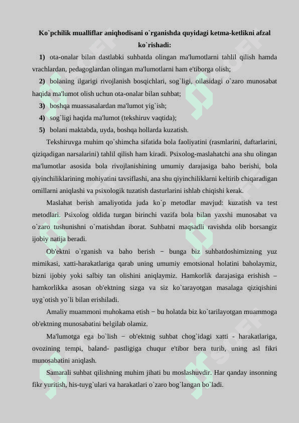 Amaliy psixolog faoliyatining asosiy ko`rinishlari 7