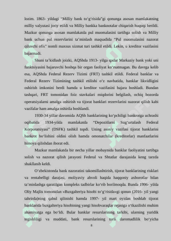 Banklar faoliyatini nazorat qilishda qo’llaniladigan usullar 7