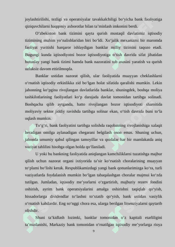 Banklar faoliyatini nazorat qilishda qo’llaniladigan usullar 8