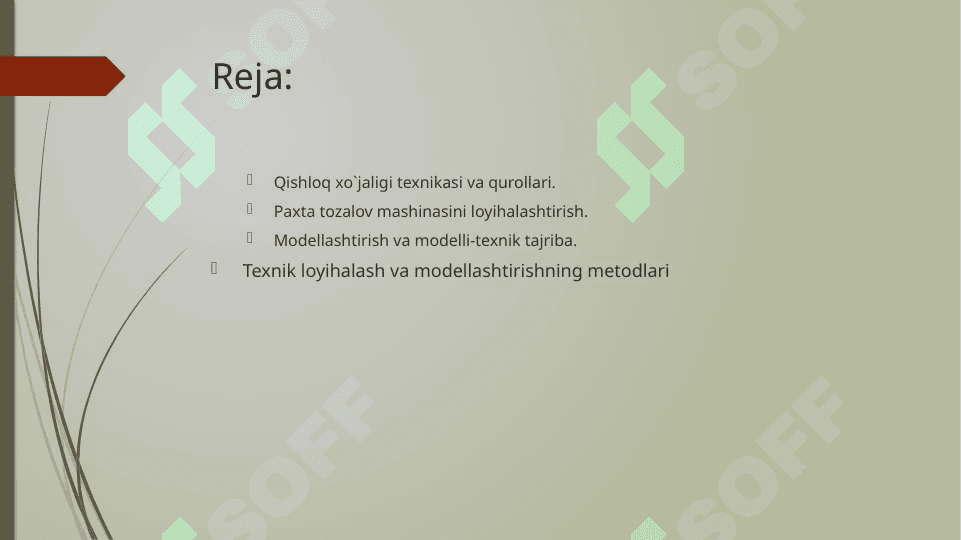 Qishloq xo’jaligi  texnikasi va qurollarini loyihalash va modellashtirish 2
