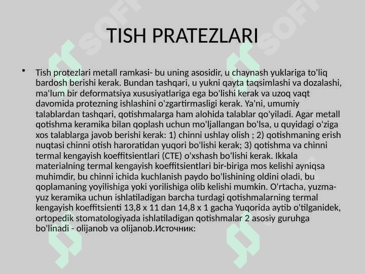 ORTAPEDIK STAOMATOLOGIYAAMALYOTIDA METAL QOTISHMALARDAN FOYDALANISH 2