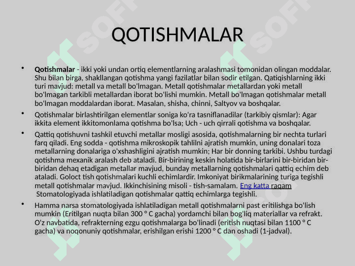 ORTAPEDIK STAOMATOLOGIYAAMALYOTIDA METAL QOTISHMALARDAN FOYDALANISH 4