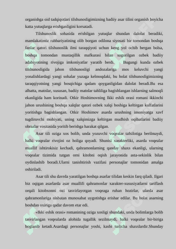 Oʻtkir Hoshimovning "Ikki eshik orasi" asarida qahramon va zamon talqini 8