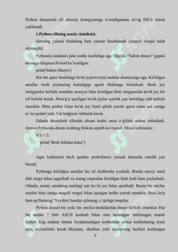 PYTHON TILI SINTAKSISI 4