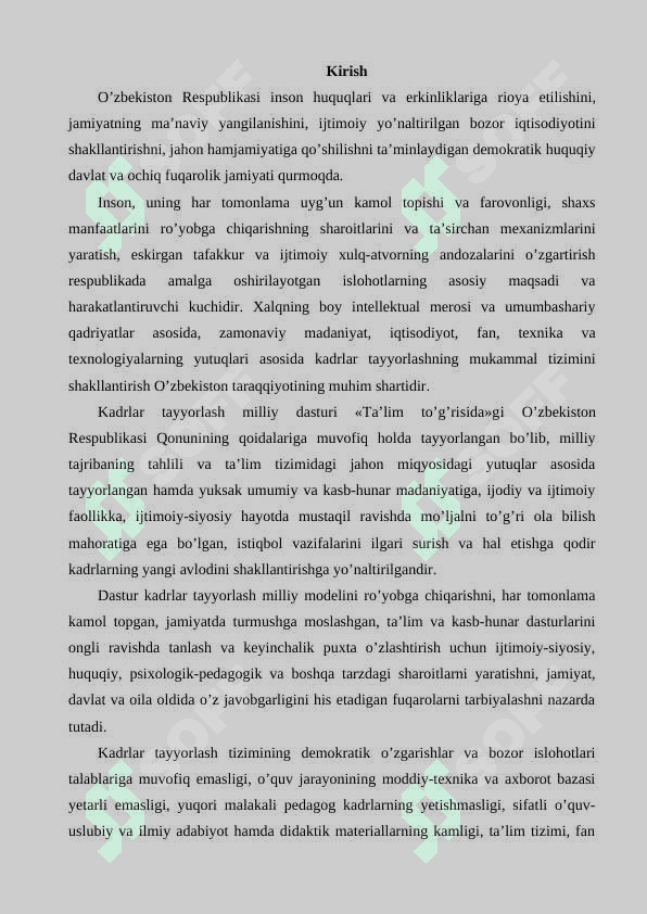 Kadrlar tayyorlash milliy dasturida ilm-fan va ishlab chiqarishning integratsiyalashuvi 2