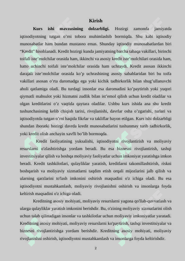 Kredit va uning hozirgi zamon shakllari 2