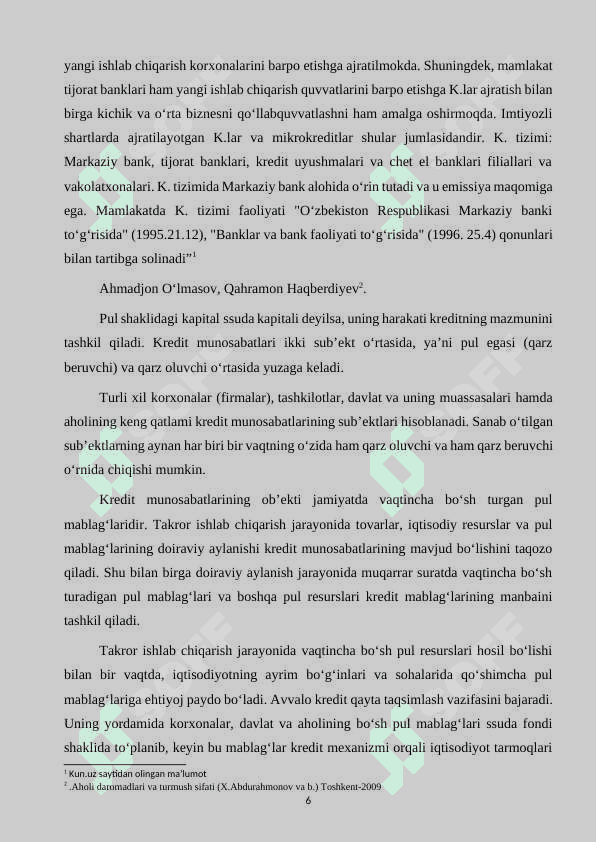 Kredit va uning hozirgi zamon shakllari 6