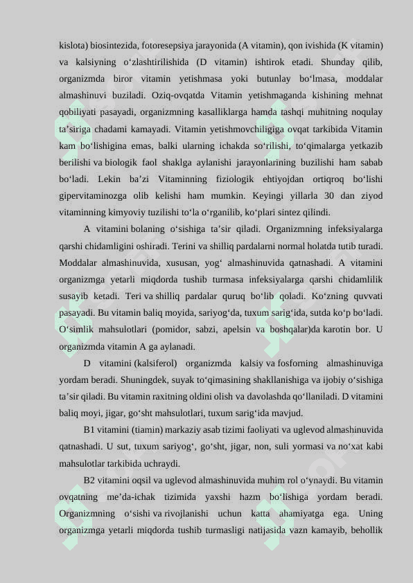 Vitaminlar. Fermentlarning tuzilishi va spetsefikligi. Allosterik fermentlar 3
