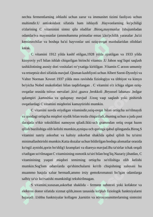 Vitaminlar. Fermentlarning tuzilishi va spetsefikligi. Allosterik fermentlar 5