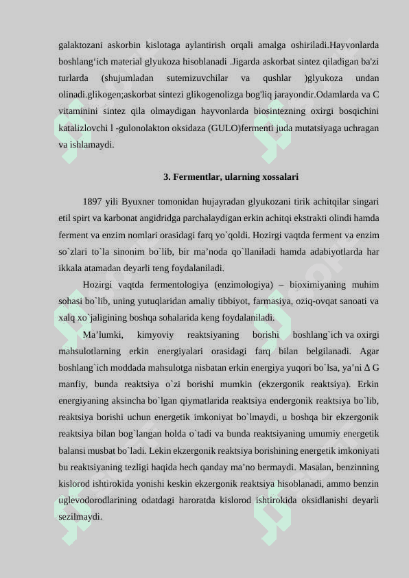 Vitaminlar. Fermentlarning tuzilishi va spetsefikligi. Allosterik fermentlar 7
