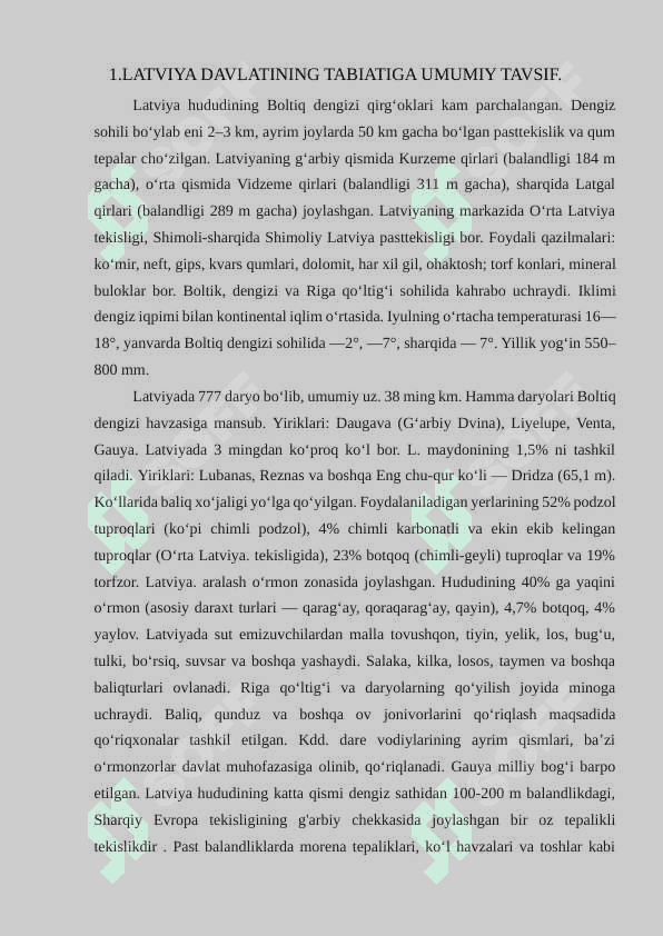 «Latviya davlatiga iqdisodiy-geografik tavsif 5
