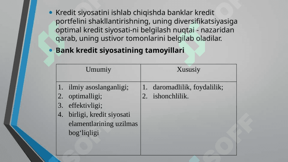 RIVOJLANGAN MAMLAKATLAR BANK AMALIYOTIDA KREDIT SIYOSATI VA UNING O'ZIGA XOS XUSUSIYATLARI 4
