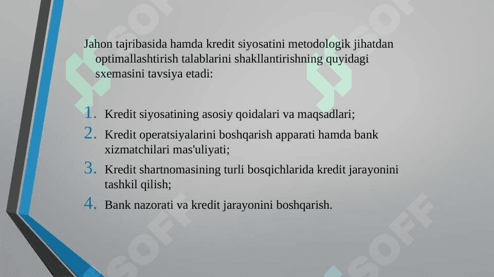 RIVOJLANGAN MAMLAKATLAR BANK AMALIYOTIDA KREDIT SIYOSATI VA UNING O'ZIGA XOS XUSUSIYATLARI 8