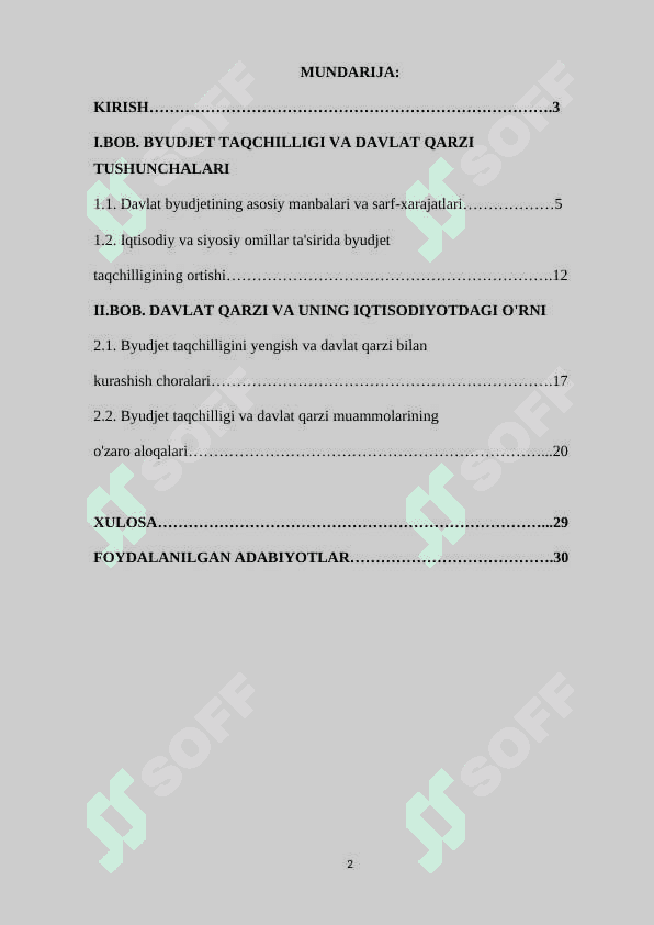 BYUDJED TAQCHILLIGI VA DAVLAT QARZI MUAMMOSI 2