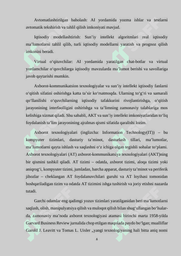 IQTISODIY FANLARNI O'QITISHDA METODIKA VA TA'LIM TEXNOLOGIYALARI 6