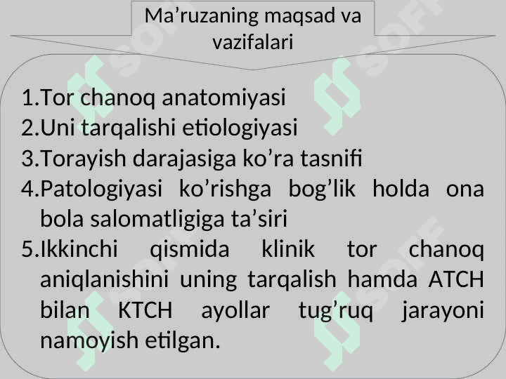 Zamonaviy akusherlikda tor chanoq. 2