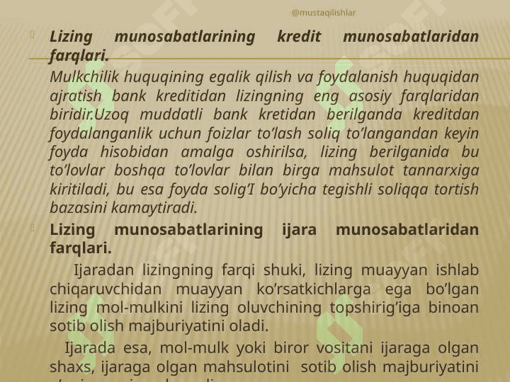 Lizing  munosabatlari  va  ularni  rivojlantirish istiqbollari 5