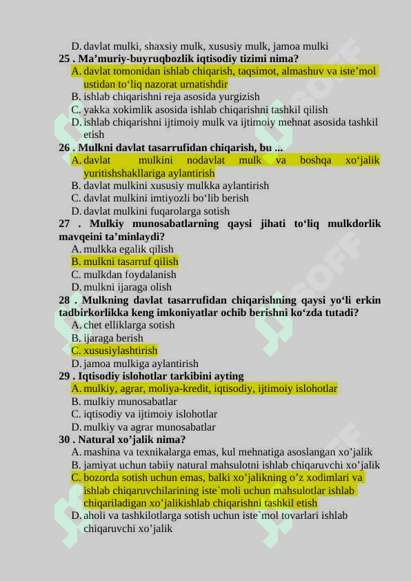 Iqtisodiyot nazariyasi yakuniy test savollari 5
