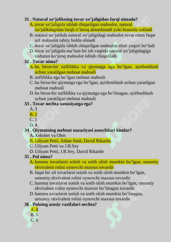 Iqtisodiyot nazariyasi yakuniy test savollari 6