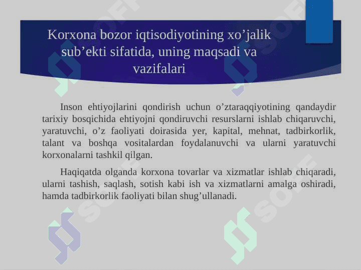 Korxona xoʻjalik faoliyatini yurituvchi bozor iqtisodiyoti 3
