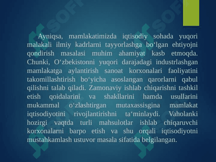 SANOAT KORXONALARIDA ISHLAB CHIQARISH 3