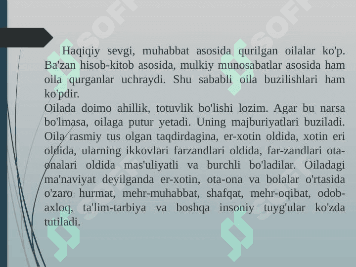 Oila va oilaviy qadriyatlar ma'naviy madaniyatning bosh omili 4