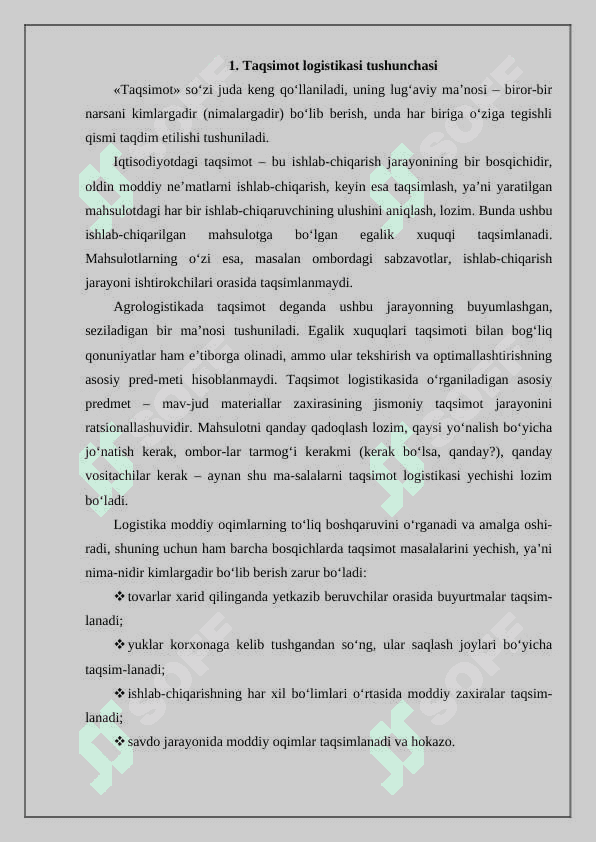 Logistikani boshqarishning uslubiy jihatlari 2