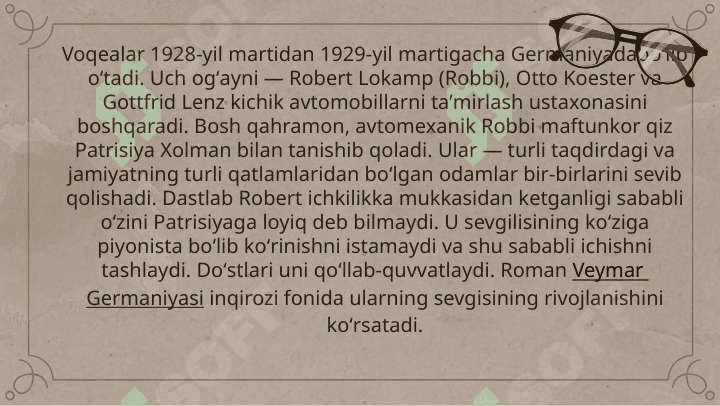 Remark uch og'aynio romani 4