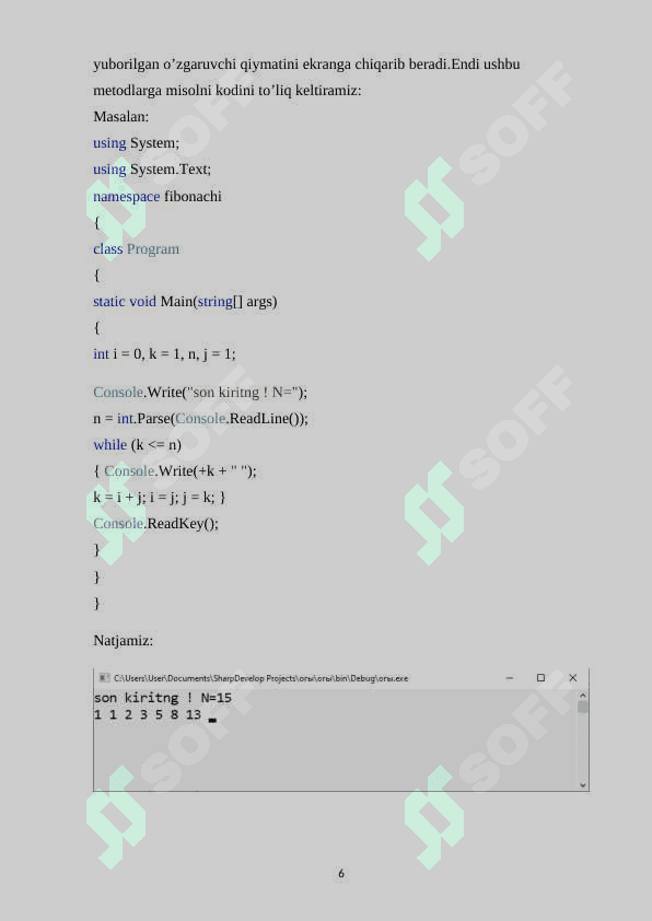 Abstrakt sinflar yaratish va ishlatish 6