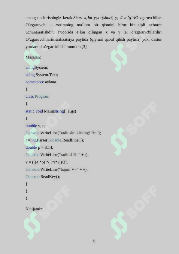 Abstrakt sinflar yaratish va ishlatish 8