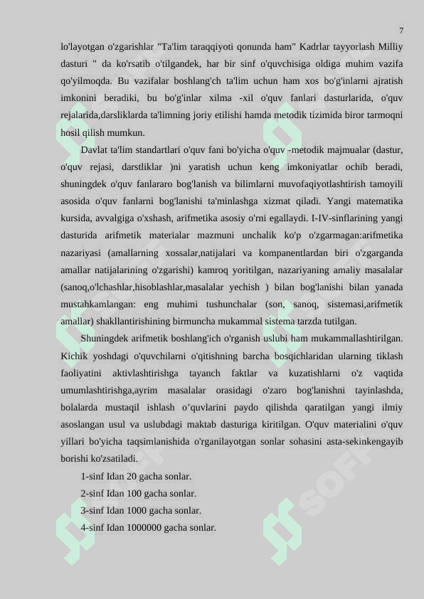 Boshlang’ich sinf matematika darslarida arifmetik amallarni o’rgatish metodikasi 7