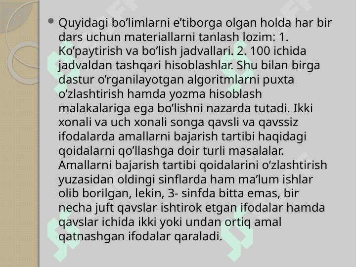 Boshlangʻich  sinflarda matematikadan labaratoriya ishlari va ularni tashkil qilish metodikasi (3 sinf misolida). 7