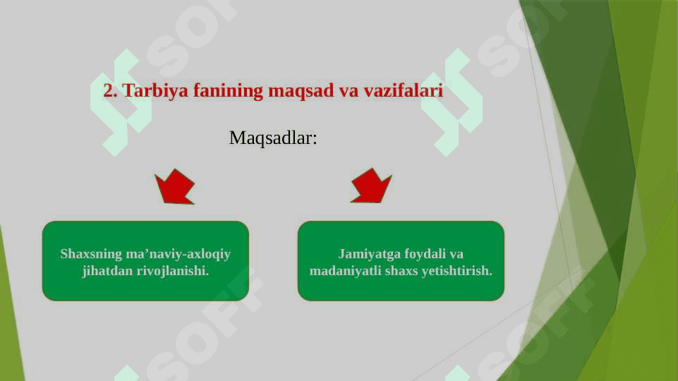 Ixtisoslashtirilgan maktablarda tarbiya tamoyili. Tarbiyaning mohiyati va maqsadi 4