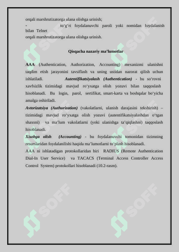 AAA SERVERDA AUTENTIFIKATSIYA REJIMINI SOZLASH    (RADIUS, TACACS+) 3