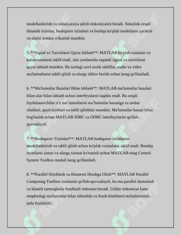 Matlab dasturining imkoniyatlari 3
