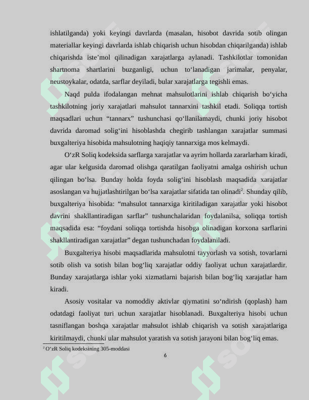 MATERIALLAR XARAJATINING HISOBI 6
