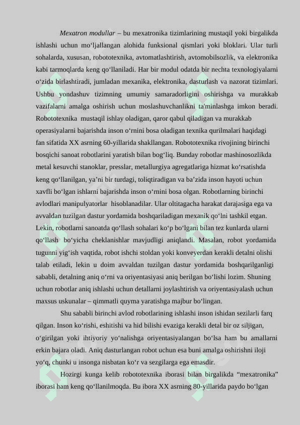 Mexatron modullarning asosiy turlari 2