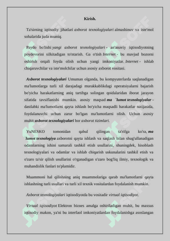 Moliyaviy amaliyotda qo'llaniladigan asosiy dastur platformalar va ularning ishlash texnologiyasi 2