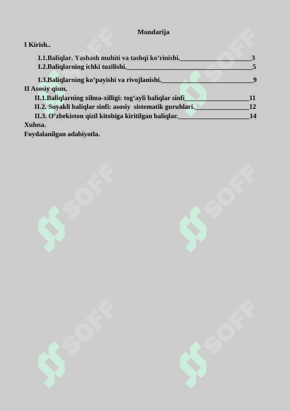 O’rto osiya suv havzalarida uchraydigan baliq turlari va ularning ekologik guruhlari. 2