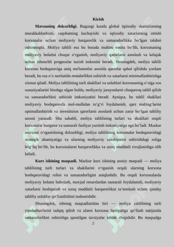 MOLIYAVIY TAHLILNING TURLARI SHAKLLARI VA ULARNING BOSHQARISHDAGI ROLI 2