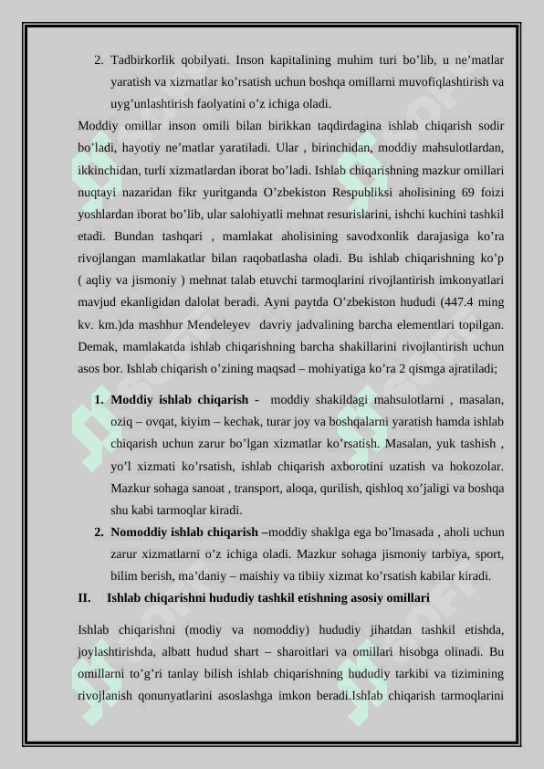 Kimyo sanoati korxonalarini ishlab chiqarishning joylashtirish va ixtisoslashtirishning tashkiliy iqtisodiy asoslari 7